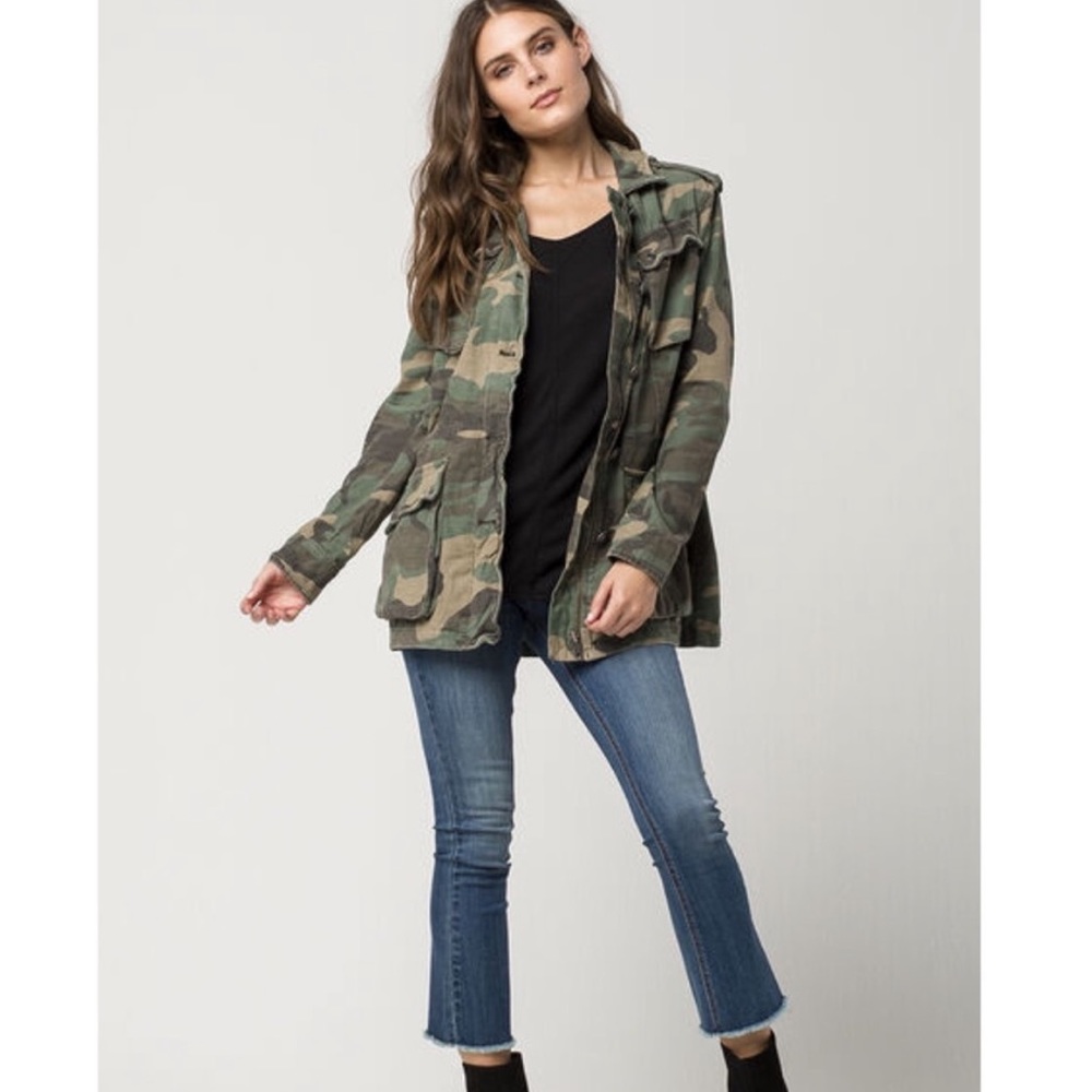 Free People Green Camouflage Utility Jacket